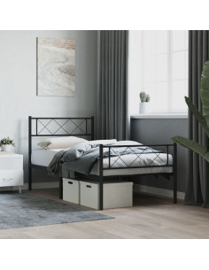 Giroletto con Testiera e Pediera Metallo Nero 90x200 cm