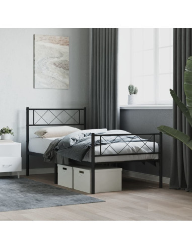 Giroletto con Testiera e Pediera Metallo Nero 90x200 cm