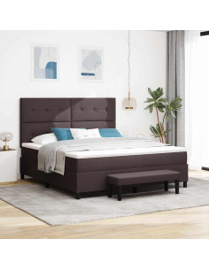 Letto a molle con materasso Marrone Scuro 180 x 200 cm Tessuto