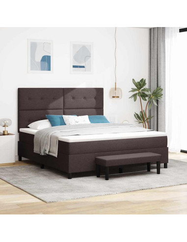 Letto a molle con materasso Marrone Scuro 180 x 200 cm Tessuto