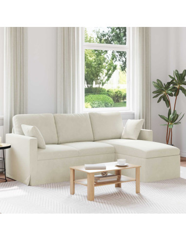 Divano Crema 198 x 134 x 80 cm Velluto