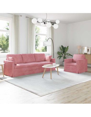 Divano 2 pcs Rosa 228 x 78 x 80 cm Velluto