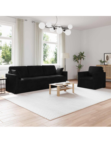 Divano 2 pcs Nero 228 x 78 x 80 cm Velluto