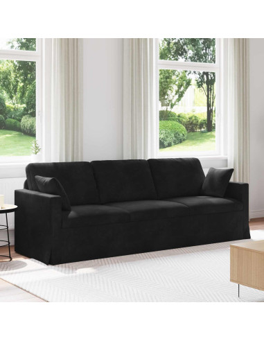 Divano Nero 228 x 78 x 80 cm Velluto