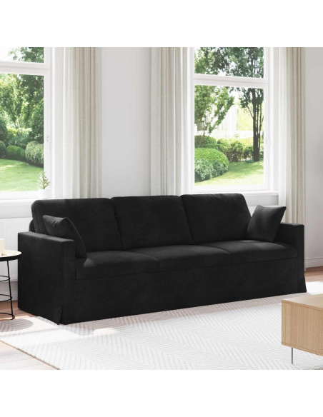 Divano Nero 228 x 78 x 80 cm Velluto