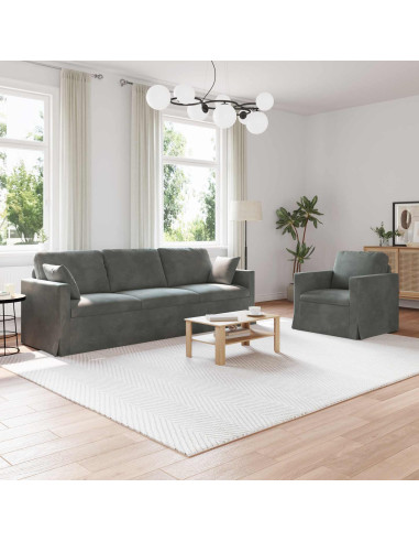 Divano 2 pcs Grigio scuro 228 x 78 x 80 cm Velluto