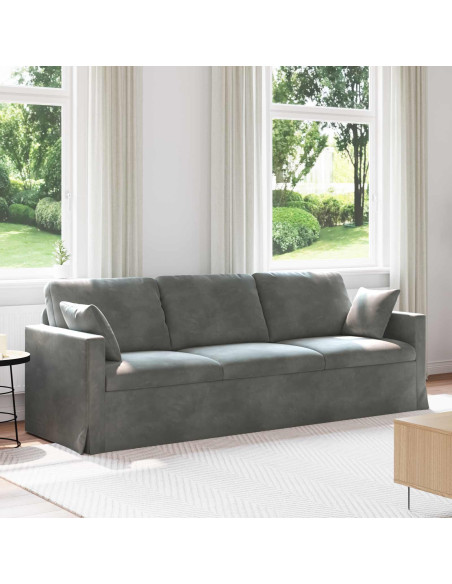 Divano Grigio scuro 228 x 78 x 80 cm Velluto