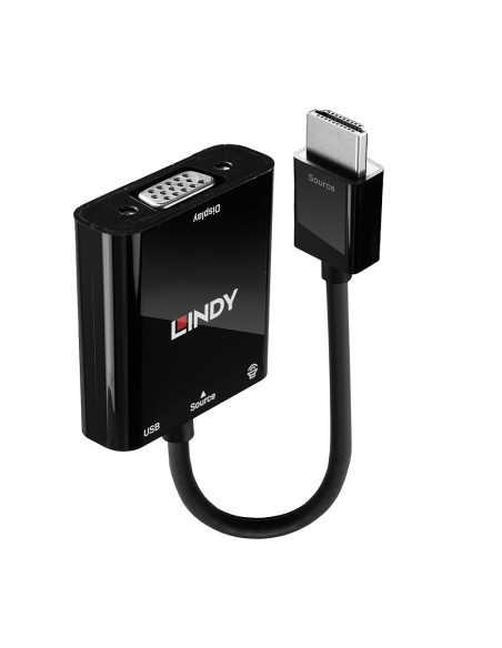 Lindy 38285 cavo e adattatore video 0,1 m HDMI tipo A (Standard) VGA (D-Sub) Nero