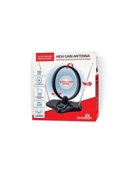 Superior Antenna TV Amplificata per Interni DVB-2 FM DAB TNT HD