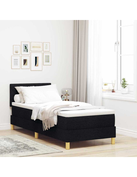 Letto a Sorgente LED con materasso Nero 80 x 200 cm Tessuto