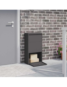 Cassetta per pacchi con porta Nero 44 x 22 x 82 cm Acciaio
