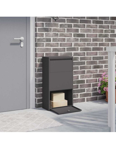 Cassetta per pacchi con porta Nero 44 x 22 x 82 cm Acciaio