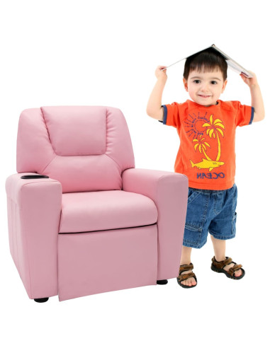 Poltrona Reclinabile per Bambini in Similpelle Rosa
