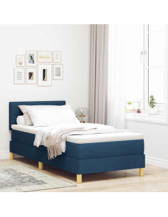 Letto a Sorgente LED con materasso Blu 90 x 200 cm Tessuto