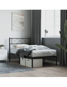 Giroletto con Testiera in Metallo Nero 90x200 cm