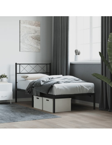 Giroletto con Testiera in Metallo Nero 90x200 cm