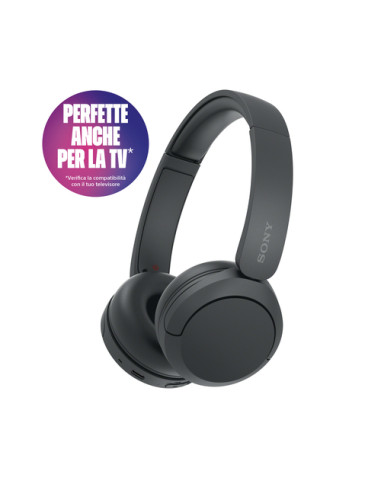 Sony Cuffie Bluetooth wireless WH-CH520 - Durata della batteria fino a 50 ore con ricarica rapida, stile on-ear - Nero