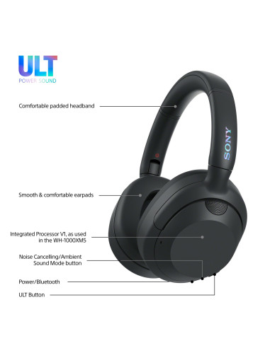 Sony ULT WEAR - Cuffie Bluetooth Wireless con ULT POWER SOUND, bassi profondi, Noise Cancelling, ottima qualità delle chiamate,