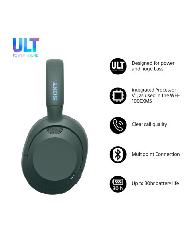 Sony ULT WEAR - Cuffie Bluetooth Wireless con ULT POWER SOUND, bassi profondi, Noise Cancelling, ottima qualità delle chiamate,