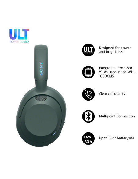 Sony ULT WEAR - Cuffie Bluetooth Wireless con ULT POWER SOUND, bassi profondi, Noise Cancelling, ottima qualità delle chiamate,