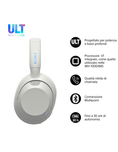Sony ULT WEAR - Cuffie Bluetooth Wireless con ULT POWER SOUND, bassi profondi, Noise Cancelling, ottima qualità delle chiamate,