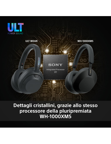 Sony ULT WEAR - Cuffie Bluetooth Wireless con ULT POWER SOUND, bassi profondi, Noise Cancelling, ottima qualità delle chiamate,