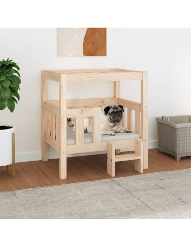 Cuccia per Cani 65,5x50,5x70 cm in Legno Massello di Pino