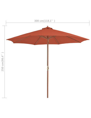 Ombrellone da Esterni con Palo in Legno 300 cm Terracotta