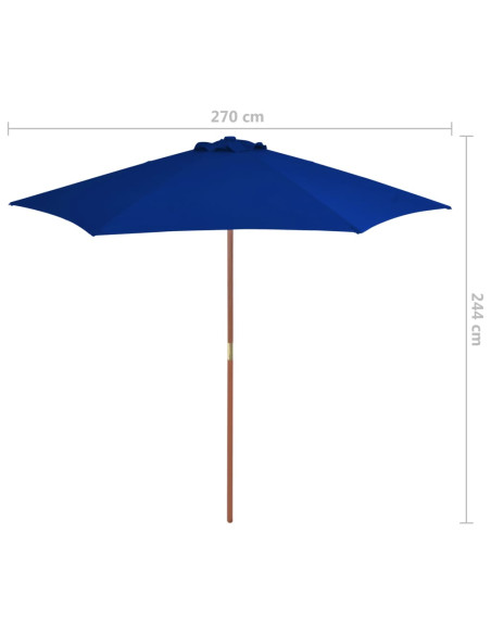 Ombrellone da Giardino con Palo in Legno Blu 270 cm