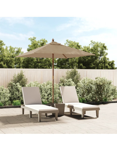 Ombrellone da Giardino con Palo in Legno Tortora 198x198x231 cm