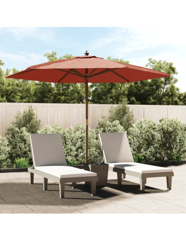 Ombrellone da Giardino con Palo in Legno Terracotta 299x240 cm