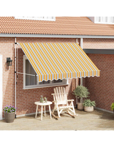 Tenda da Sole Retrattile Manuale 300 cm a Strisce Blu e Gialle