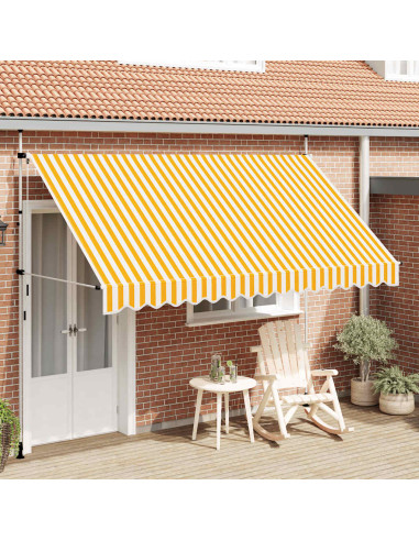 Tenda da Sole Retrattile Manuale 350cm Strisce Arancione Bianco