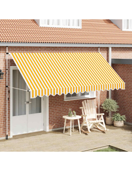 Tenda da Sole Retrattile Manuale 400cm Strisce Arancione Bianco