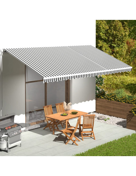 Tessuto di Ricambio per Tenda da Sole Antracite e Bianco 6x3 m