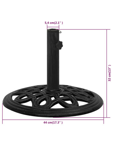 Base per Ombrellone Nera 44x44x32 cm in Ghisa