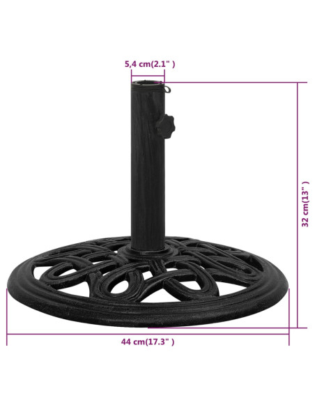 Base per Ombrellone Nera 44x44x32 cm in Ghisa