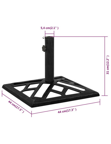 Base per Ombrellone Nera 44x44x31 cm in Ghisa