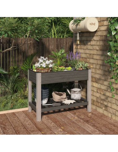 Fioriera Rialzata Giardino con Ripiano Grigia 100x50x75 cm WPC