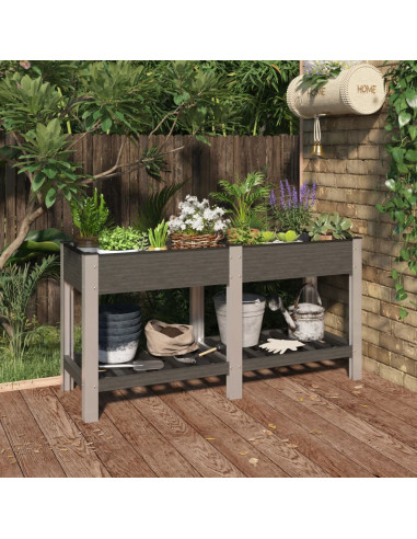 Fioriera Rialzata Giardino con Ripiano Grigia 150x50x75 cm WPC