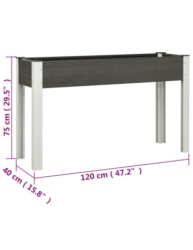 Fioriera Rialzata da Giardino Grigia 120x40x75 cm in WPC