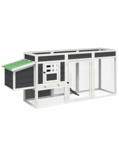 Pollaio Grigio 204x50x84 cm in Legno Massello di Pino 2