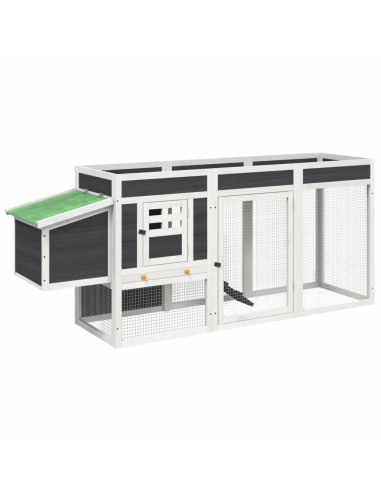 Pollaio Grigio 204x50x84 cm in Legno Massello di Pino