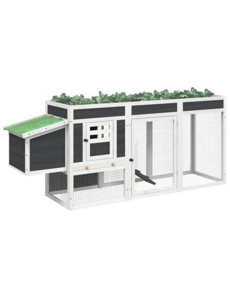 Pollaio Grigio 204x50x84 cm in Legno Massello di Pino