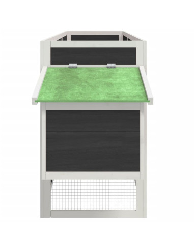 Pollaio Grigio 204x50x84 cm in Legno Massello di Pino