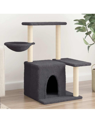 Albero per Gatti con Tiragraffi in Sisal Grigio Scuro 83 cm