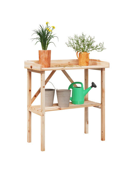 Tavolo Piante con Ripiano 78x38x,82,5cm Legno Massello di Abete
