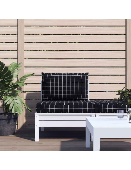 Cuscini per Pallet 2 pz Motivo a Quadri Nero in Tessuto Oxford