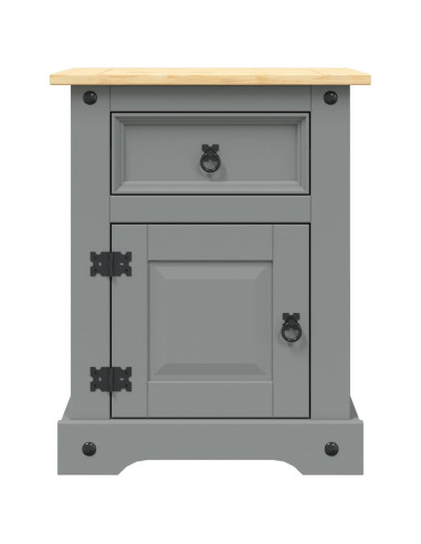 Comodino in Legno di Pino Messicano Corona Grigio 53x39x67 cm
