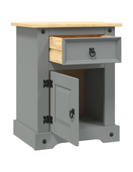 Comodino in Legno di Pino Messicano Corona Grigio 53x39x67 cm